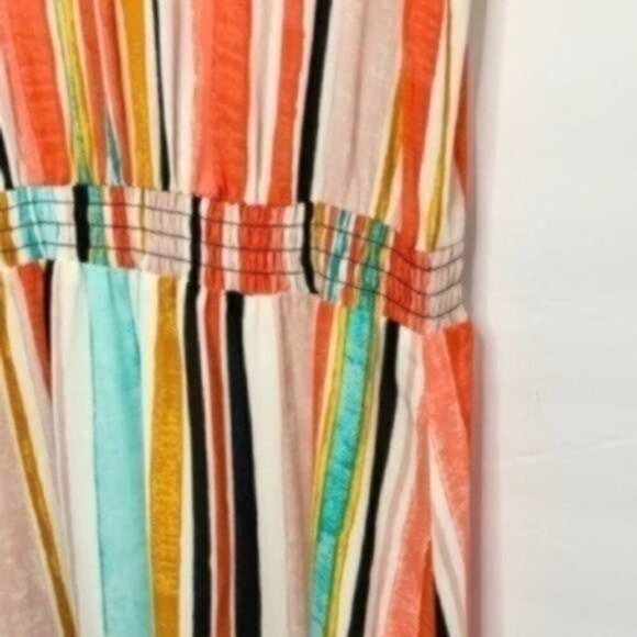 Stripped Slip on Dress with elastic waist - Picture 5 of 5